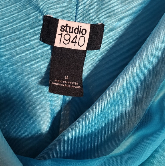 Studio 1940 Blue Green Layered Sleevless Knee Length Dress Size 12 - Picture 4 of 6